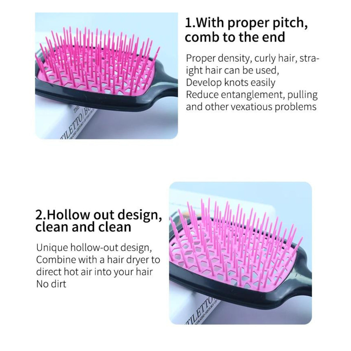 Detangling Hair Brush Anti-static Hairbrush Easy Unbrush Wet or Dry Use by Dellique